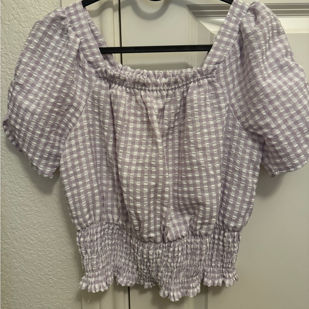 Gingham shirred top